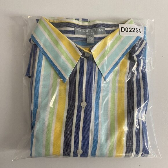 Foxcroft Wrinkle Free Fitted Button Shirt Size 18 Multicolor Stripe - Picture 10 of 10